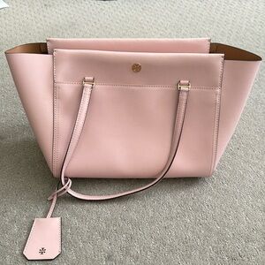 Blush Pink Tory Burch Work Tote Bag